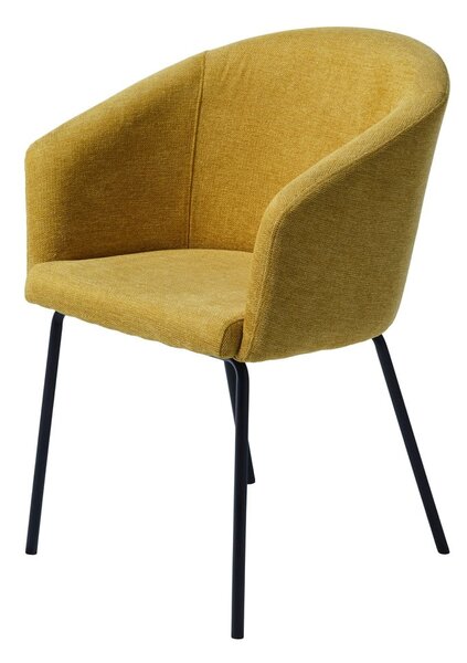Musztardowy tapicerowany fotel jadalniany z podłokietnikami Easton – Unique Furniture