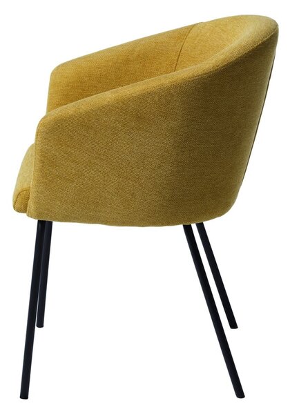 Musztardowy tapicerowany fotel jadalniany z podłokietnikami Easton – Unique Furniture