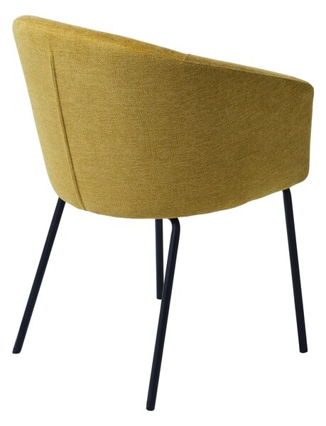 Musztardowy tapicerowany fotel jadalniany z podłokietnikami Easton – Unique Furniture