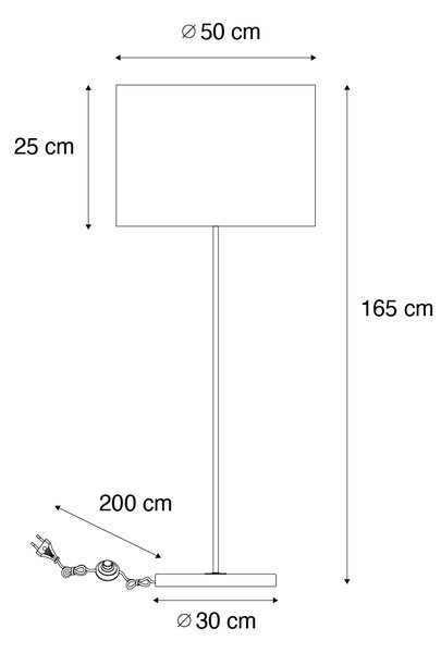 Lampa wisząca czarna z aksamitnym abażurem taupe 50 cm - Combi 1