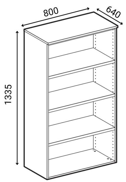 Szafa biurowa z drzwiami PRIMO WOOD, 3 półki, 800 x 640 x 1335 mm, brzoza