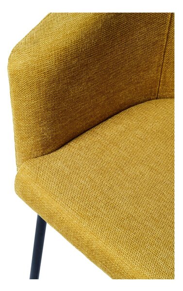 Musztardowy tapicerowany fotel jadalniany z podłokietnikami Easton – Unique Furniture