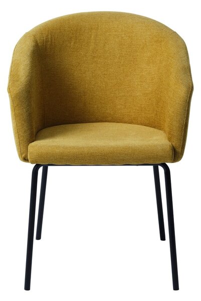 Musztardowy tapicerowany fotel jadalniany z podłokietnikami Easton – Unique Furniture