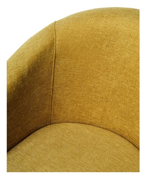 Musztardowy tapicerowany fotel jadalniany z podłokietnikami Easton – Unique Furniture