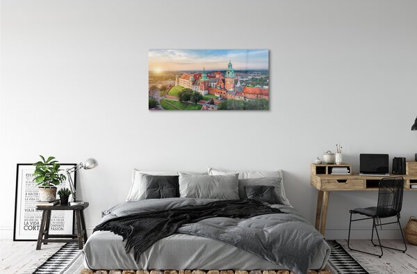 Obraz na szkle Kraków Zamek panorama wschód słońca