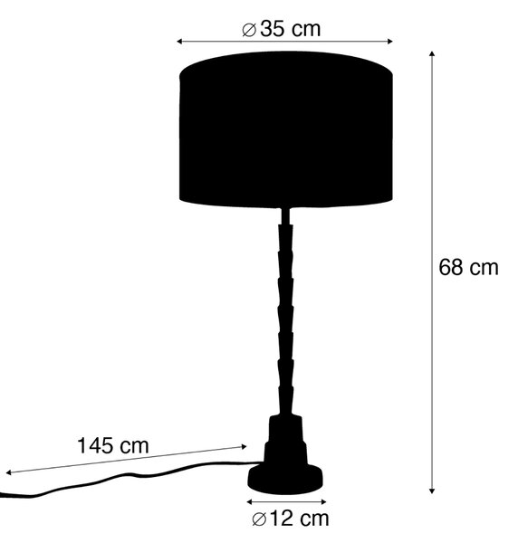 Lampa stołowa brązowa z zielonym aksamitnym abażurem 35 cm - Pisos