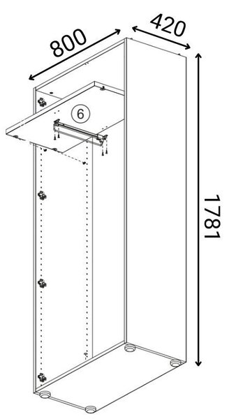 Szafa ubraniowa z wysuwem PRIMO WOOD, 1781 x 800 x 420 mm, buk