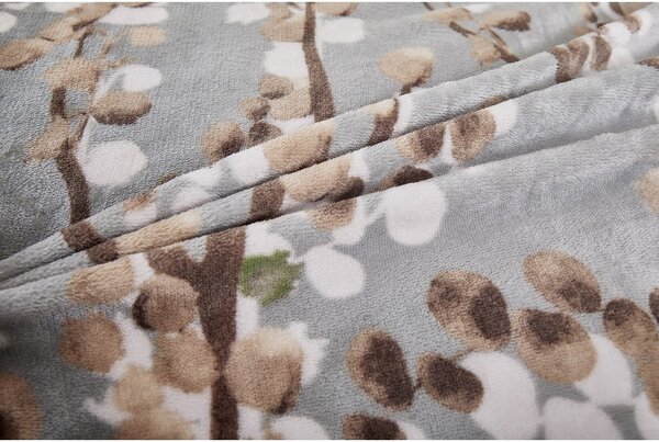 Szara pościel jednoosobowa z mikropluszu 140x200 cm Branches – My House