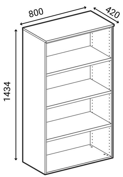 Szafa biurowa kombinowana PRIMO WOOD, drzwi na 2 poziomach, 1434 x 800 x 420 mm, buk