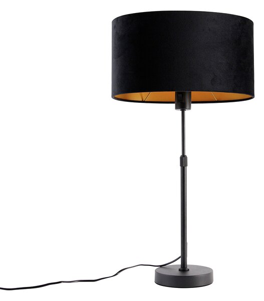 Lampa stołowa czarna z owalnym aksamitnym abażurem, 35 cm - Parte