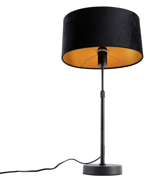Lampa stołowa czarna z owalnym aksamitnym abażurem, 35 cm - Parte