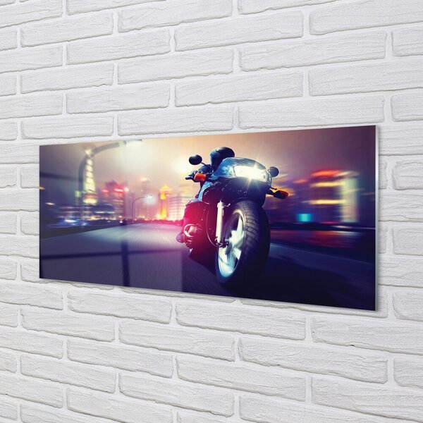 Obraz na szkle Motocykl miasto niebo