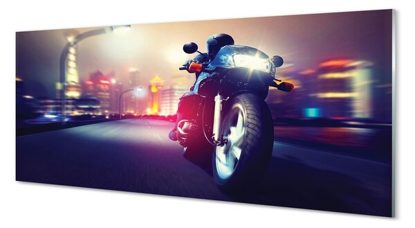 Obraz na szkle Motocykl miasto niebo