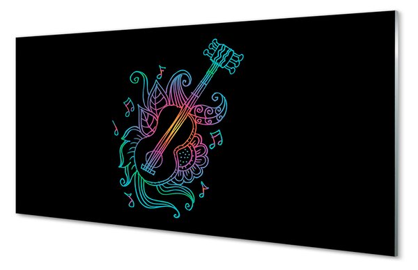 Obraz na szkle Kolorowa gitara nuty