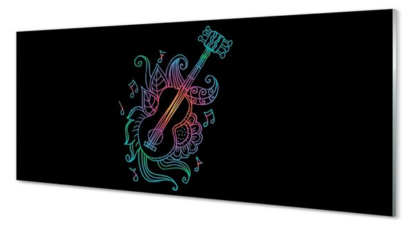 Obraz na szkle Kolorowa gitara nuty
