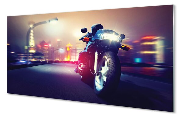 Obraz na szkle Motocykl miasto niebo