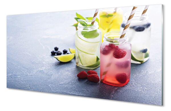 Obraz na szkle Koktajl malina limonka cytryna