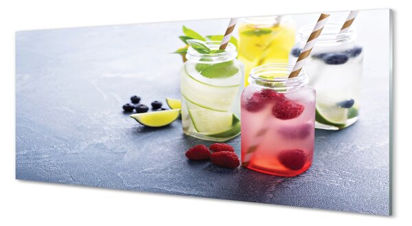 Obraz na szkle Koktajl malina limonka cytryna