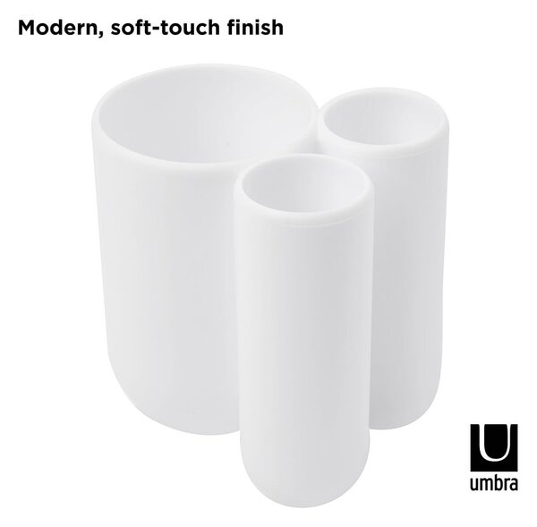 Biały plastikowy kubek na szczoteczki do zębów Touch – Umbra