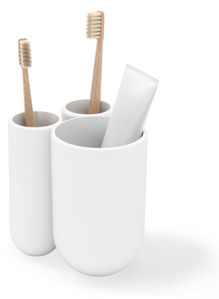 Biały plastikowy kubek na szczoteczki do zębów Touch – Umbra