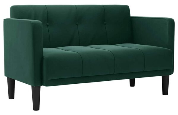 Sofa dwuosobowa ciemnozielona 111 cm aksamit