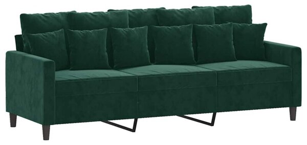 Sofa 3-osobowa, ciemnozielony, 180 cm, obita aksamitem