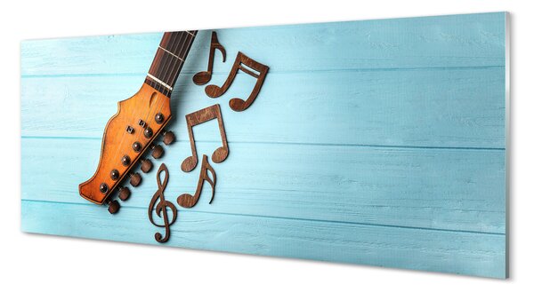 Obraz na szkle Gitara nuty