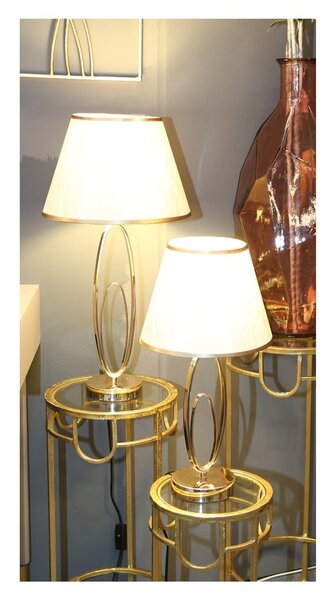 Biała lampa stołowa z konstrukcją w złotym kolorze Mauro Ferretti Glam Flush