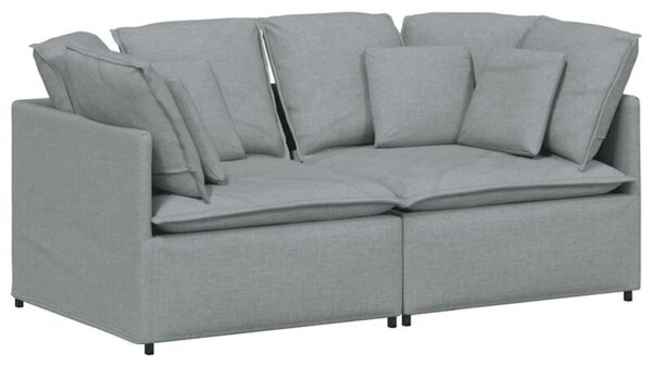 Sofa moduÅowa z poduszkami tkanina jasnoszara