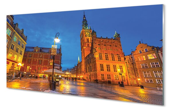 Panel Kuchenny Szklany Gdańska Starówka w Nocnej Odsłonie
