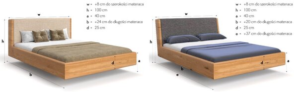 Łóżko lewitujące Aura z litego drewna Olcha 160x200 cm Danzz