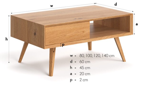Minimalistyczna ława Quatro Buk 80 cm