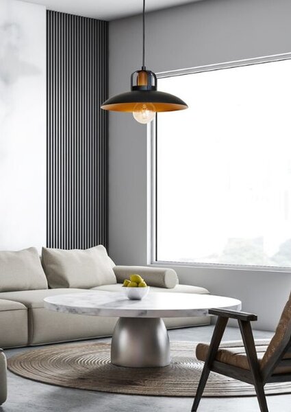 Czarna lampa wisząca z metalu P9-Z76