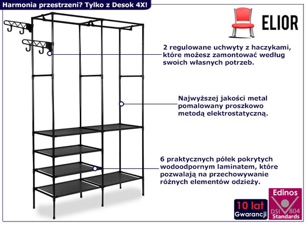 Stelażowa Garderoba Na Ubrania Z Półkami Z0-S80