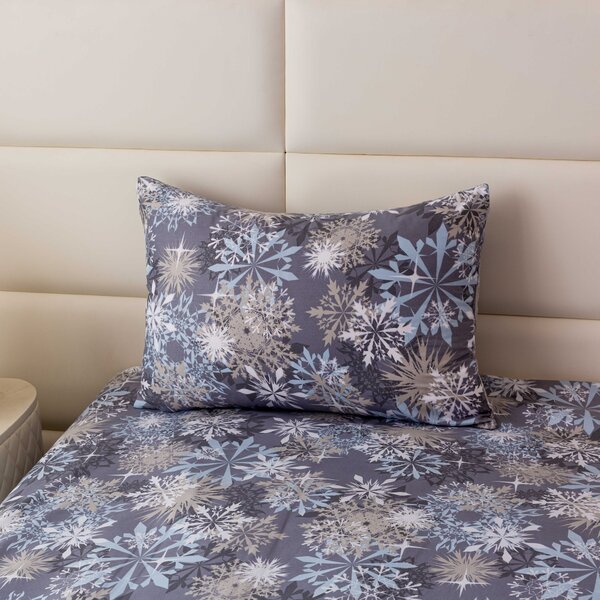 Poszewka na poduszkę z mikrofibry SNOWFLAKE 50x70 cm, niebieskoszara
