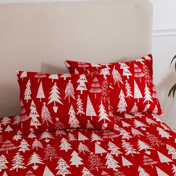 Prześcieradło i poszewka na poduszkę CHRISTMAS TREES Rozmiar: 50 x 70 cm | 140 x 240 cm