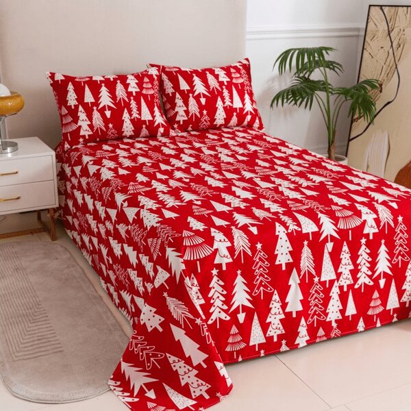 Prześcieradło i poszewka na poduszkę CHRISTMAS TREES Rozmiar: 50 x 70 cm | 140 x 240 cm