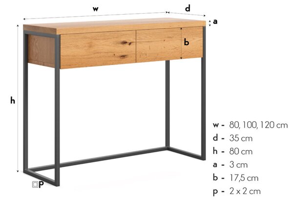 Konsola industrialna Avann Olcha 80 cm