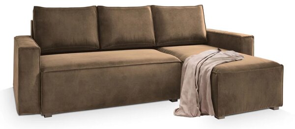 Rozkładana narożna sofa CAVELO, jasnobrązowa, uniwersalna