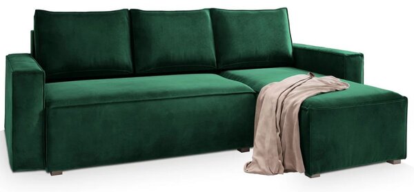 Rozkładana narożna sofa CAVELO, ciemnozielona, uniwersalna