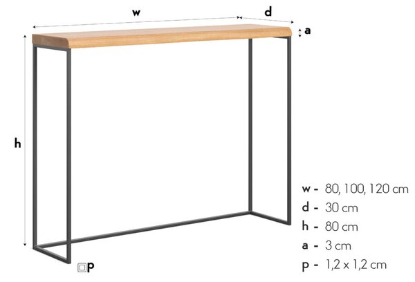 Konsola minimalistyczna Lille Olcha 80 cm