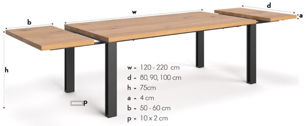 Stół rodzinny Fold z dostawkami Buk 120x80 cm Jedna dostawka 50 cm