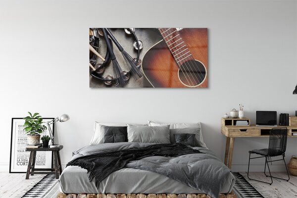 Obraz na szkle Gitara mikrofon pałeczki