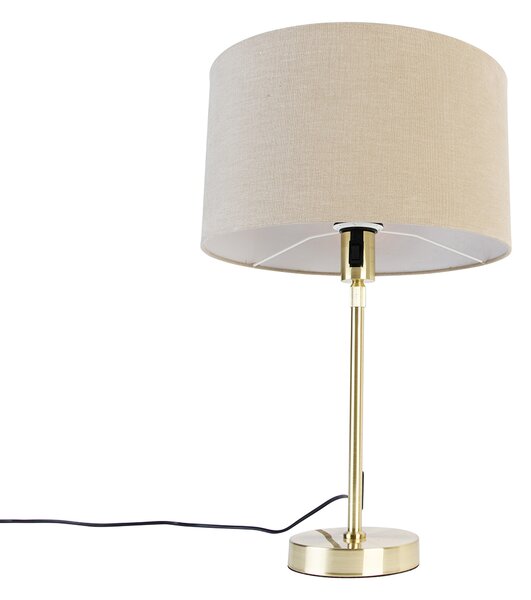 Lampa stołowa złota regulowana z kloszem jasnobrązowym 35 cm - Parte