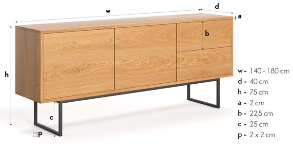 Komoda drewniania Rekker Olcha 140 cm