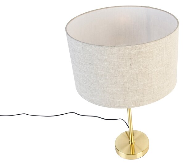 Lampa stołowa złota regulowana z jasnoszarym abażurem 35 cm - Parte