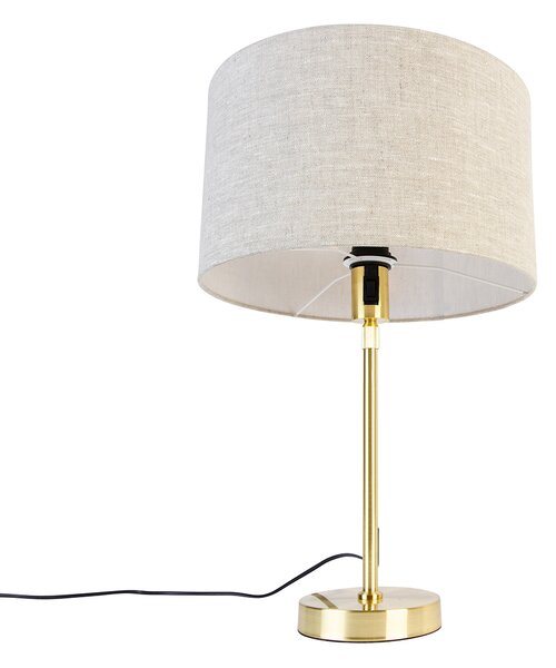 Lampa stołowa złota regulowana z jasnoszarym abażurem 35 cm - Parte