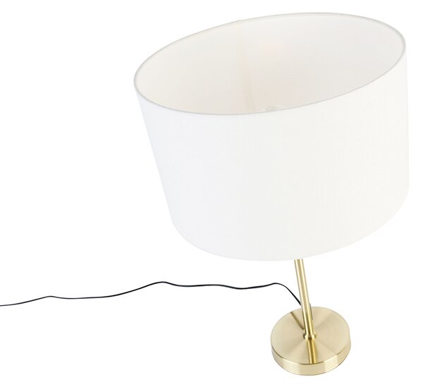 Lampa stołowa złota regulowana z kloszem białym 35 cm - Parte