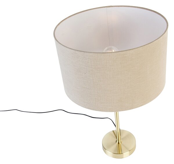 Lampa stołowa złota regulowana z kloszem jasnobrązowym 35 cm - Parte