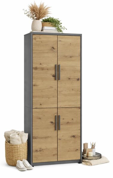 Duży regał zamykany dąb artisan + antracyt H3-N88